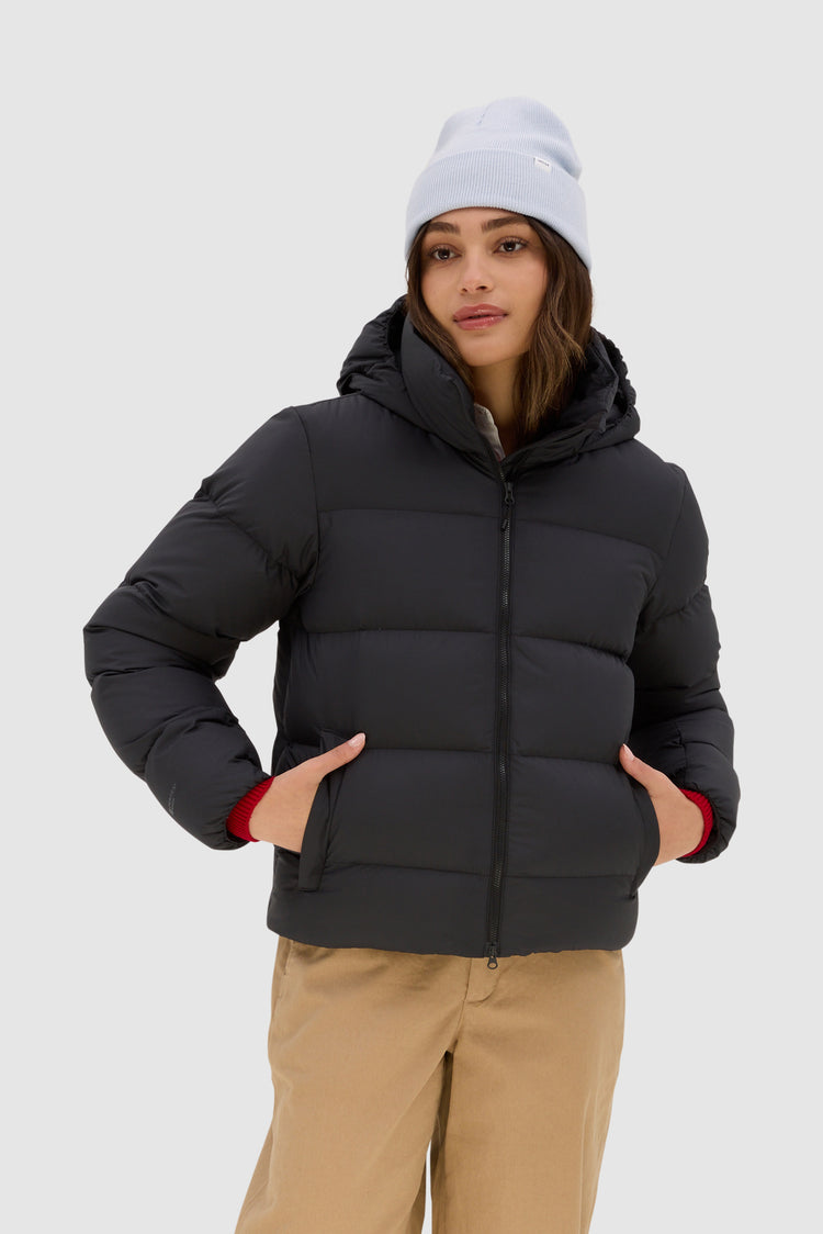 【vonique】villd/ no collar puff jacket 38 Oversized Stand Collar Side Pocket Zip Front Long Sleeve